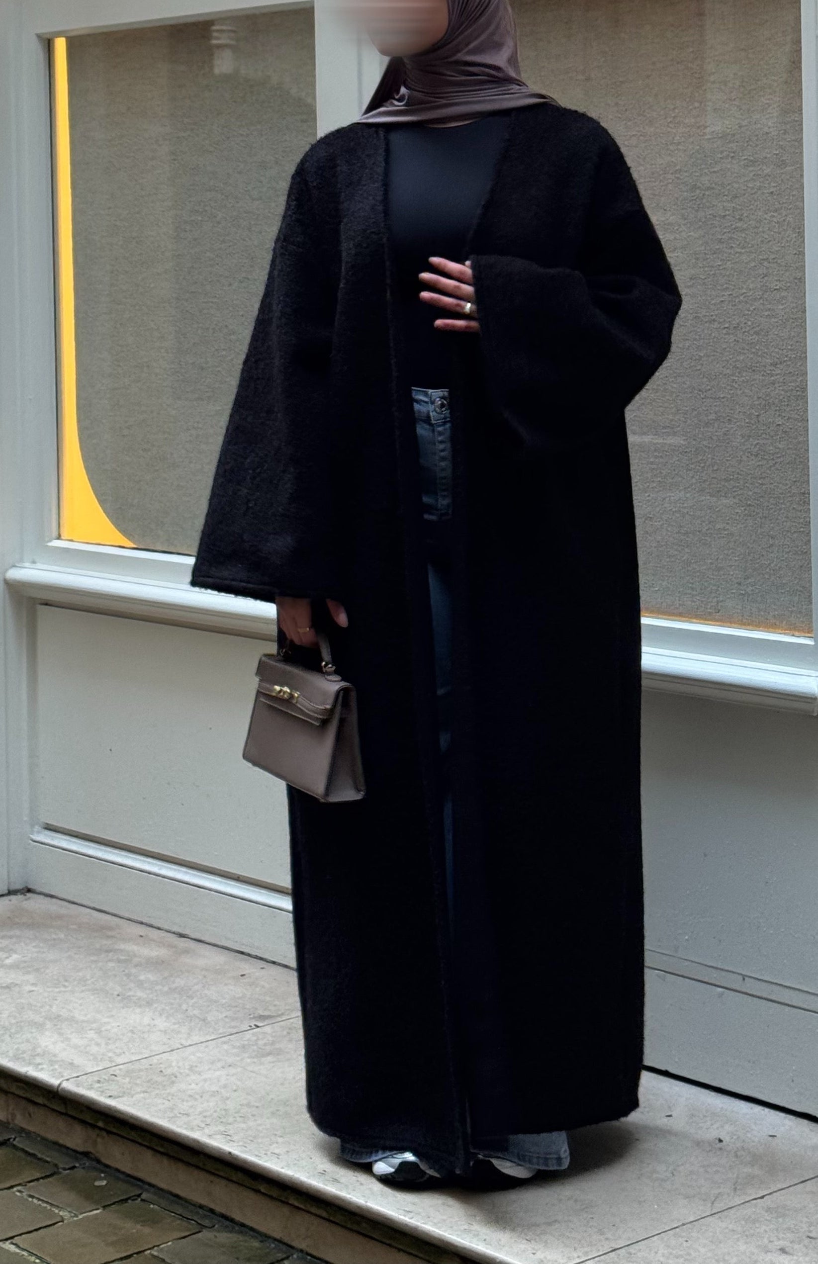 Manteau-kimono long - noir -