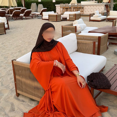 Abaya Nihel 4 pièces - orange - [PRÉCOMMANDE]