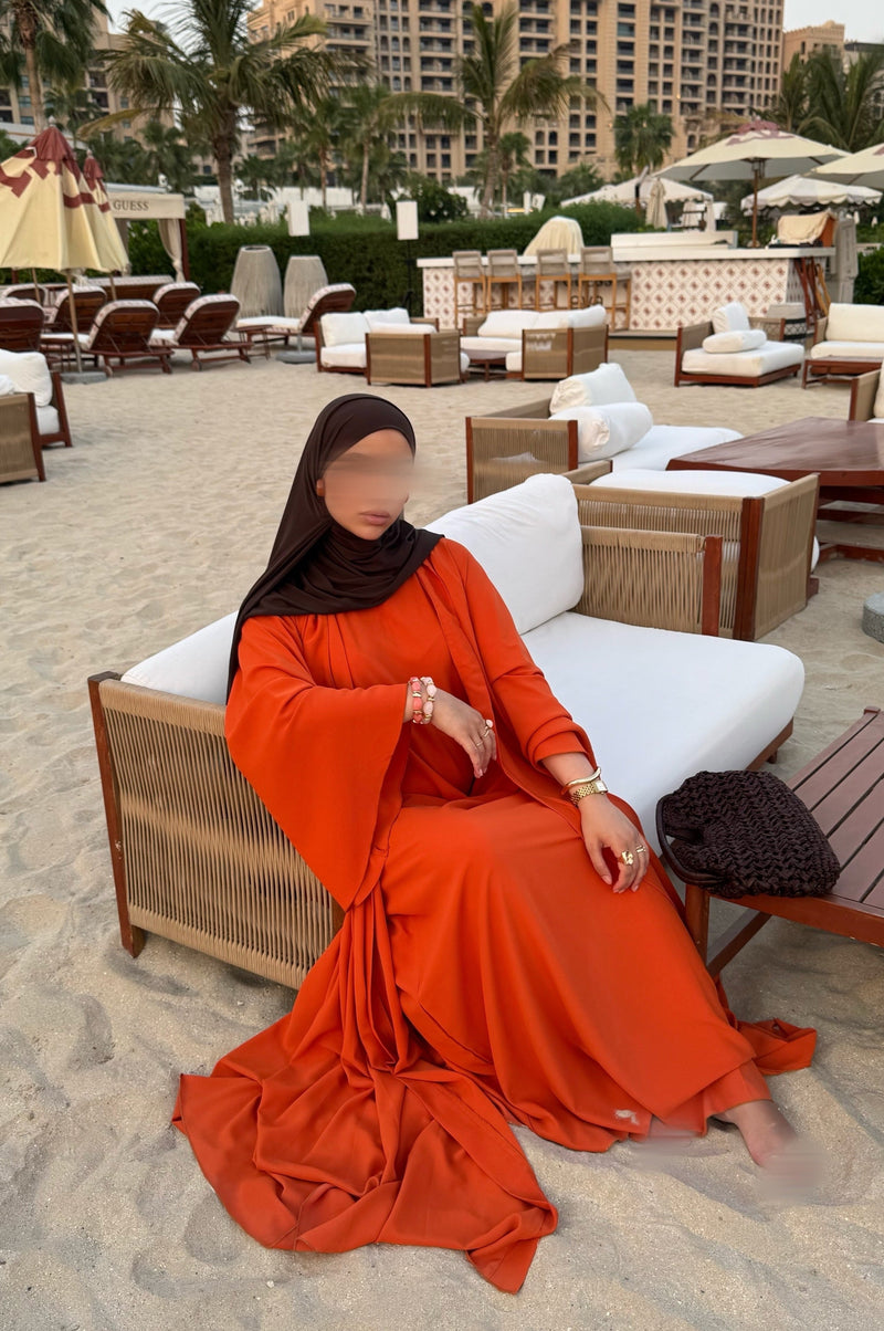 Abaya Nihel 4 pièces - orange - [PRÉCOMMANDE]