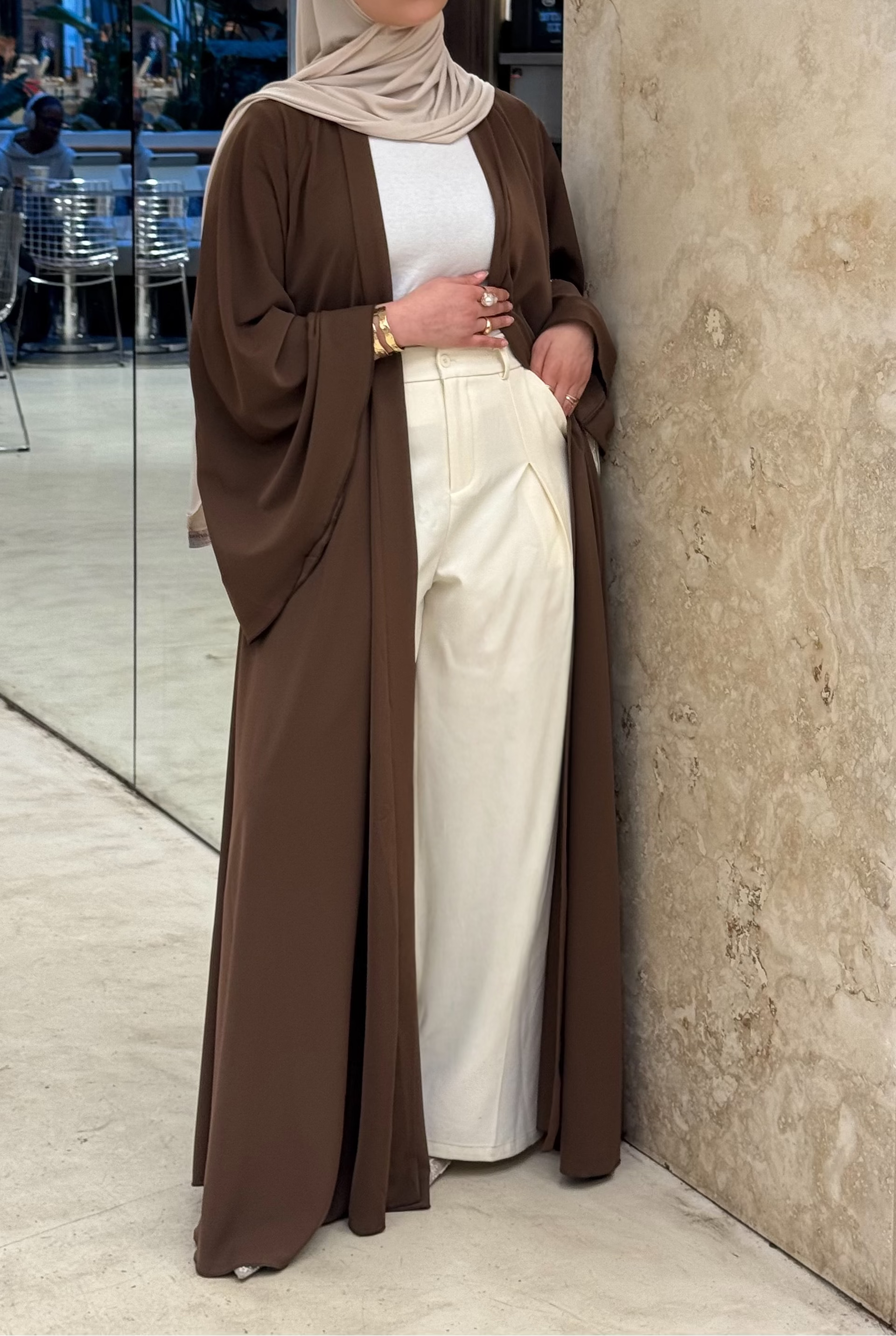 Abaya Nihel 4 pièces - marron - [précommande]