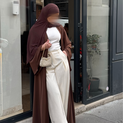 Abaya Nihel 4 pièces - marron - [précommande]