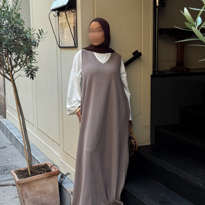 Robe comfy sans manches - taupe -