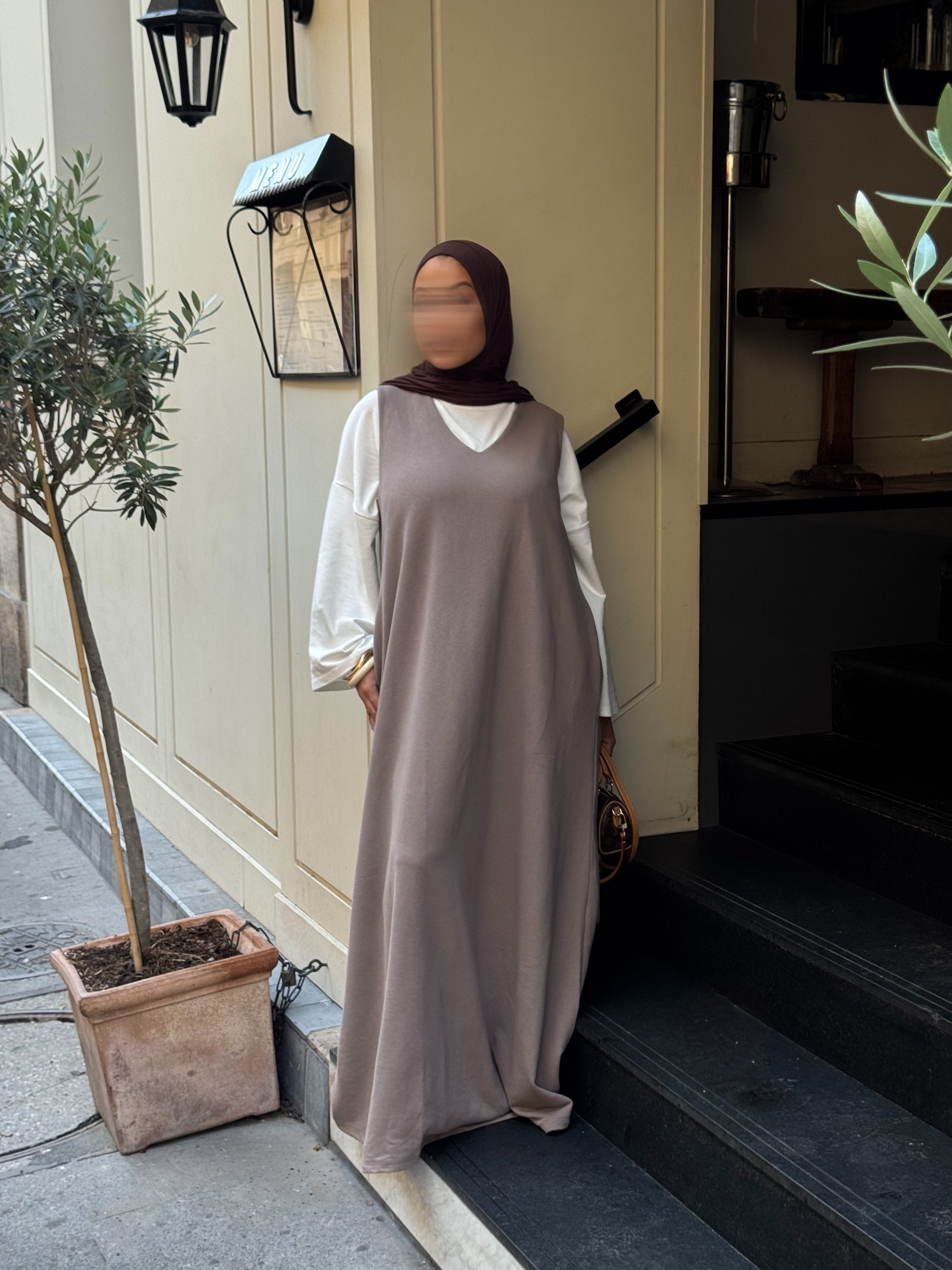 Robe comfy sans manches - taupe -