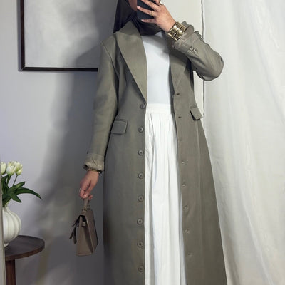 Blazer long cintré - taupe -