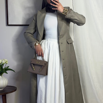 Blazer long cintré - taupe -