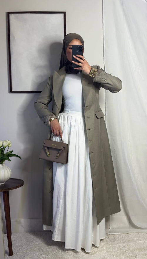 Blazer long cintré - taupe -