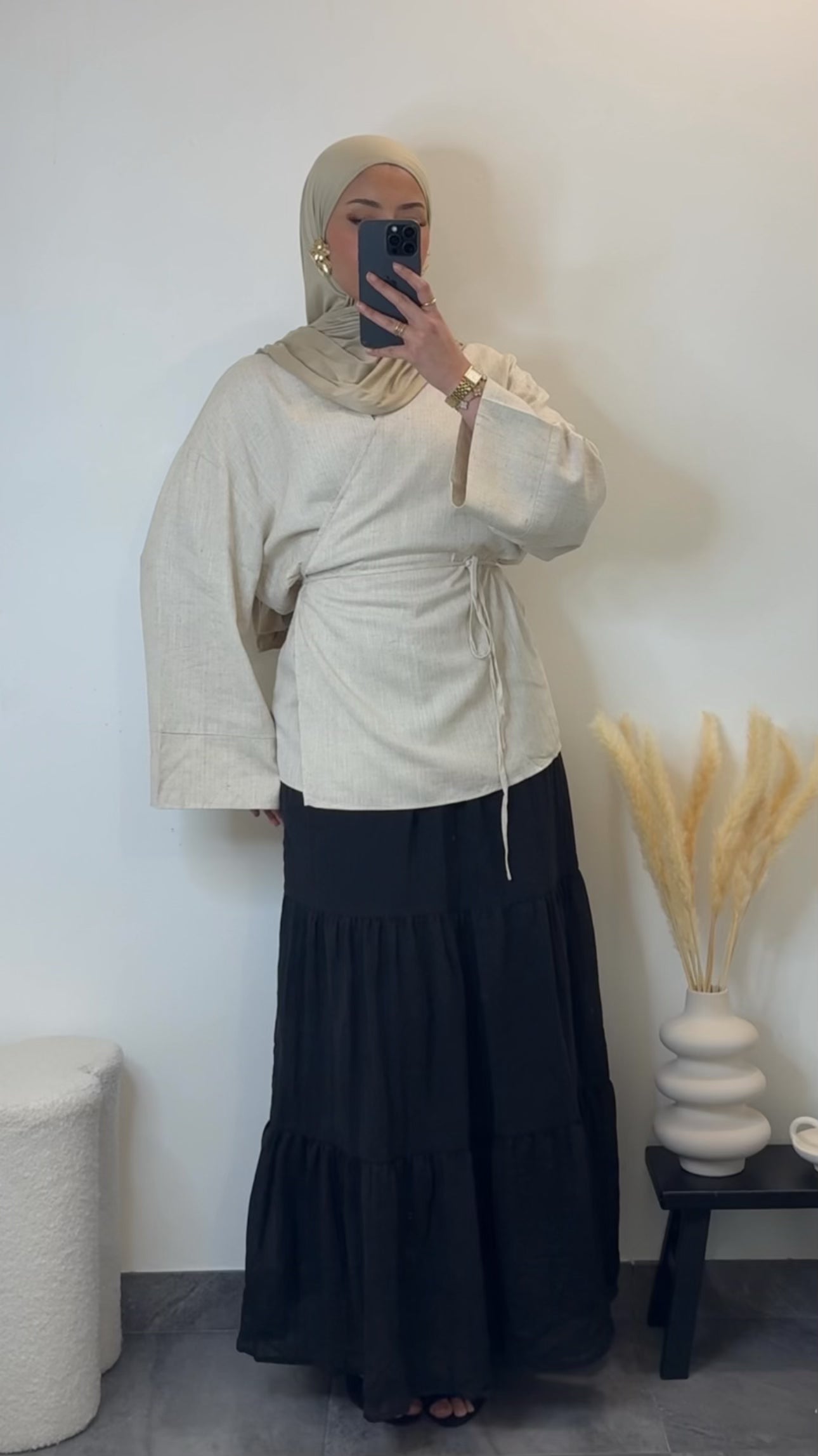 Kimono cache-coeur en lin - écru -