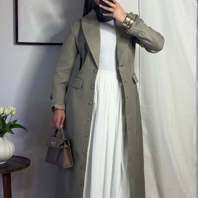 Blazer long cintré - taupe -