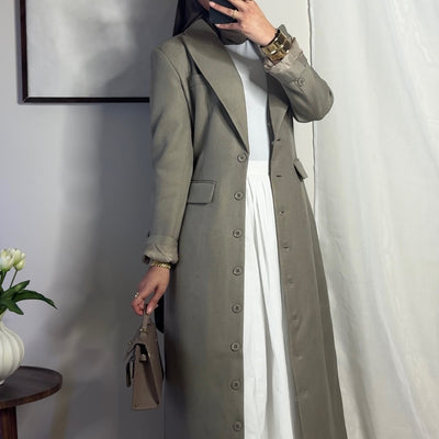 Blazer long cintré - taupe -
