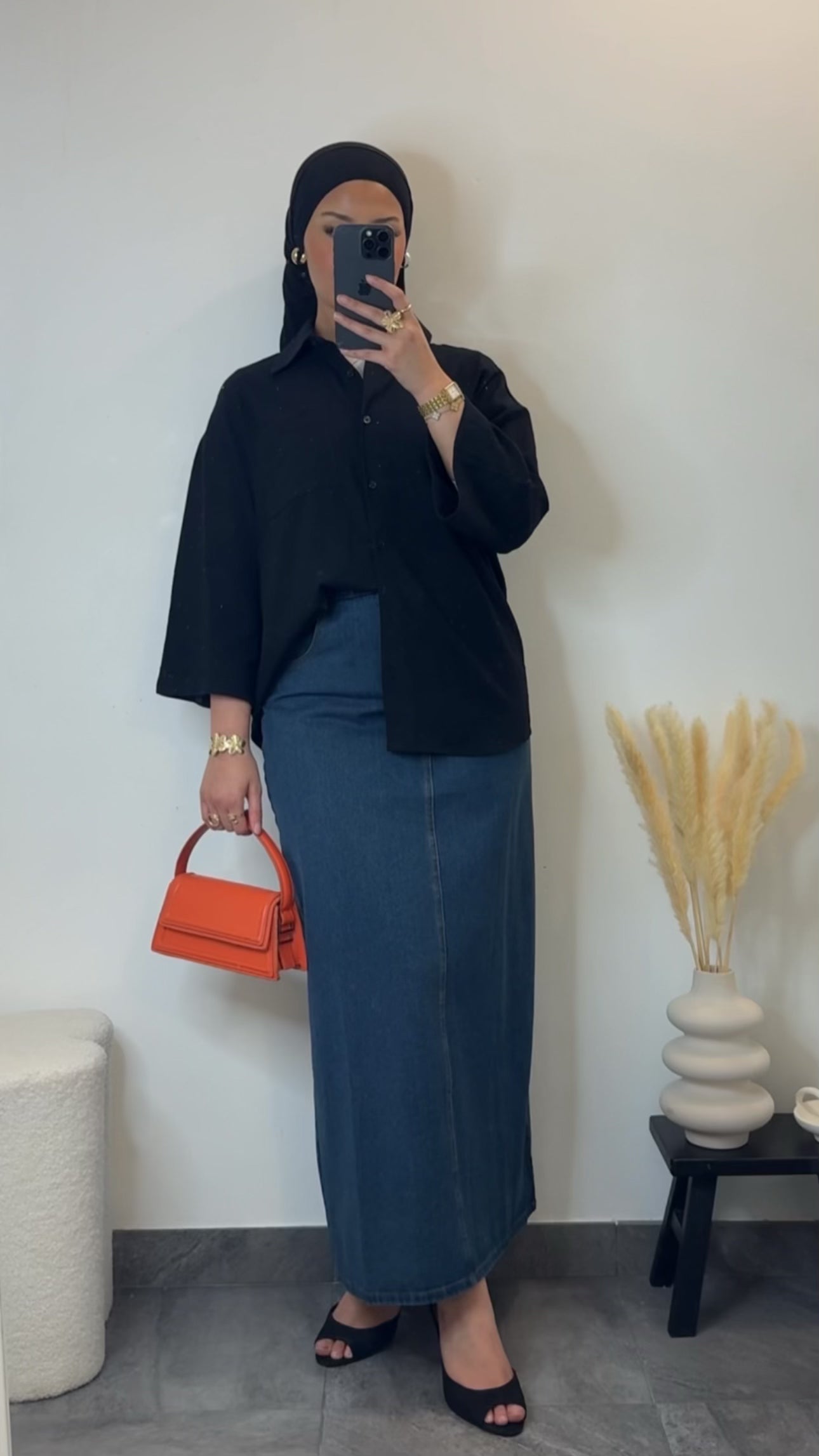 Chemise en lin oversize - noir -