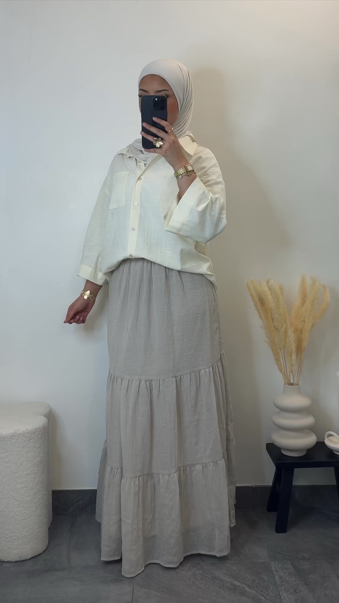 Chemise en lin oversize - ivoire -