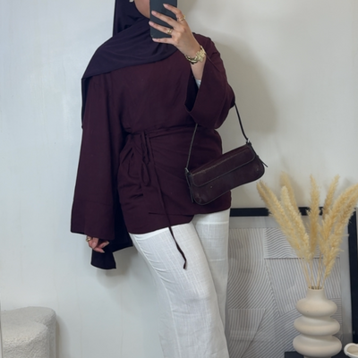 Pantalon en lin chiné - blanc -