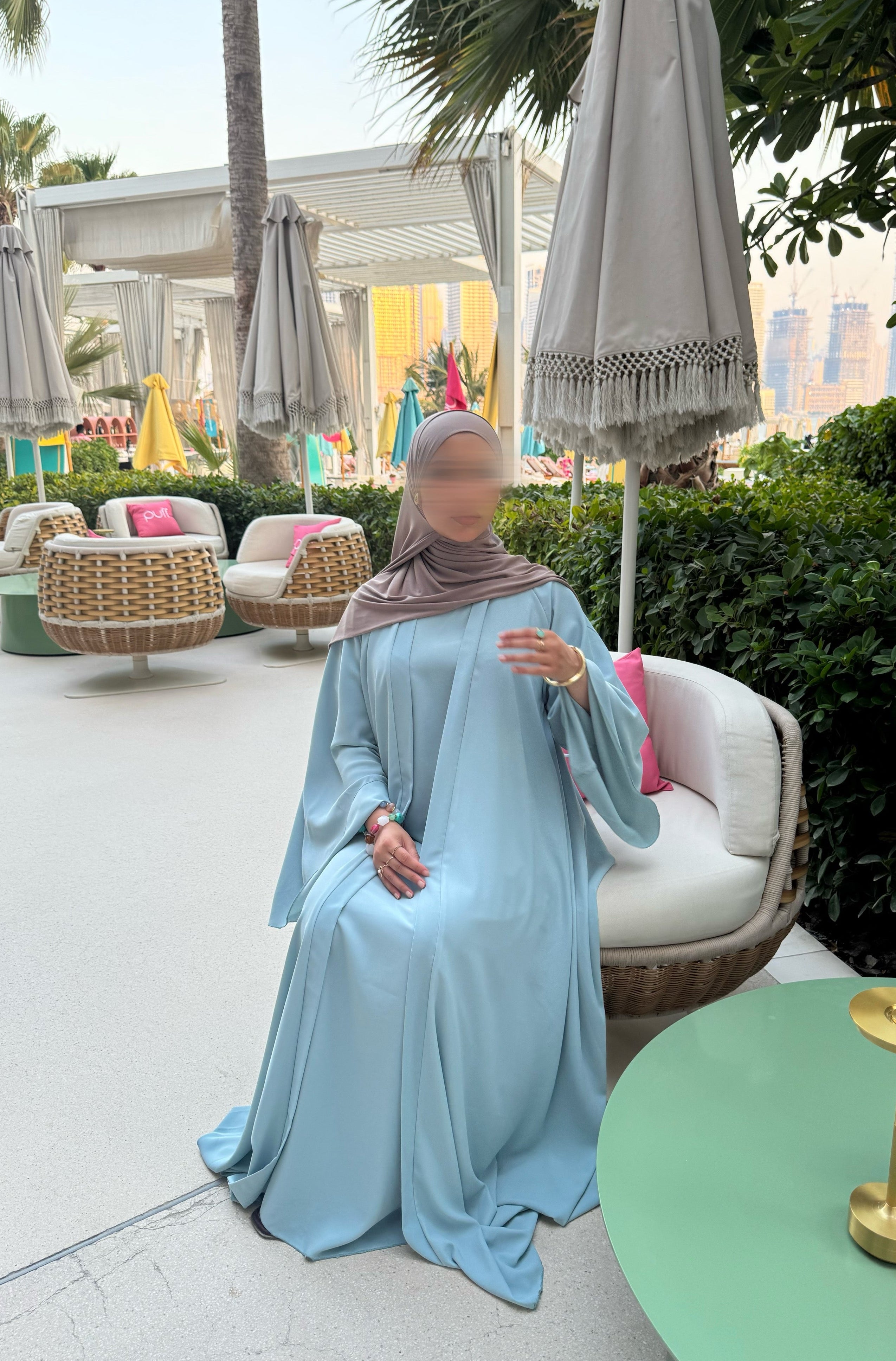 Abaya Nihel 4 pièces - baby blue -
