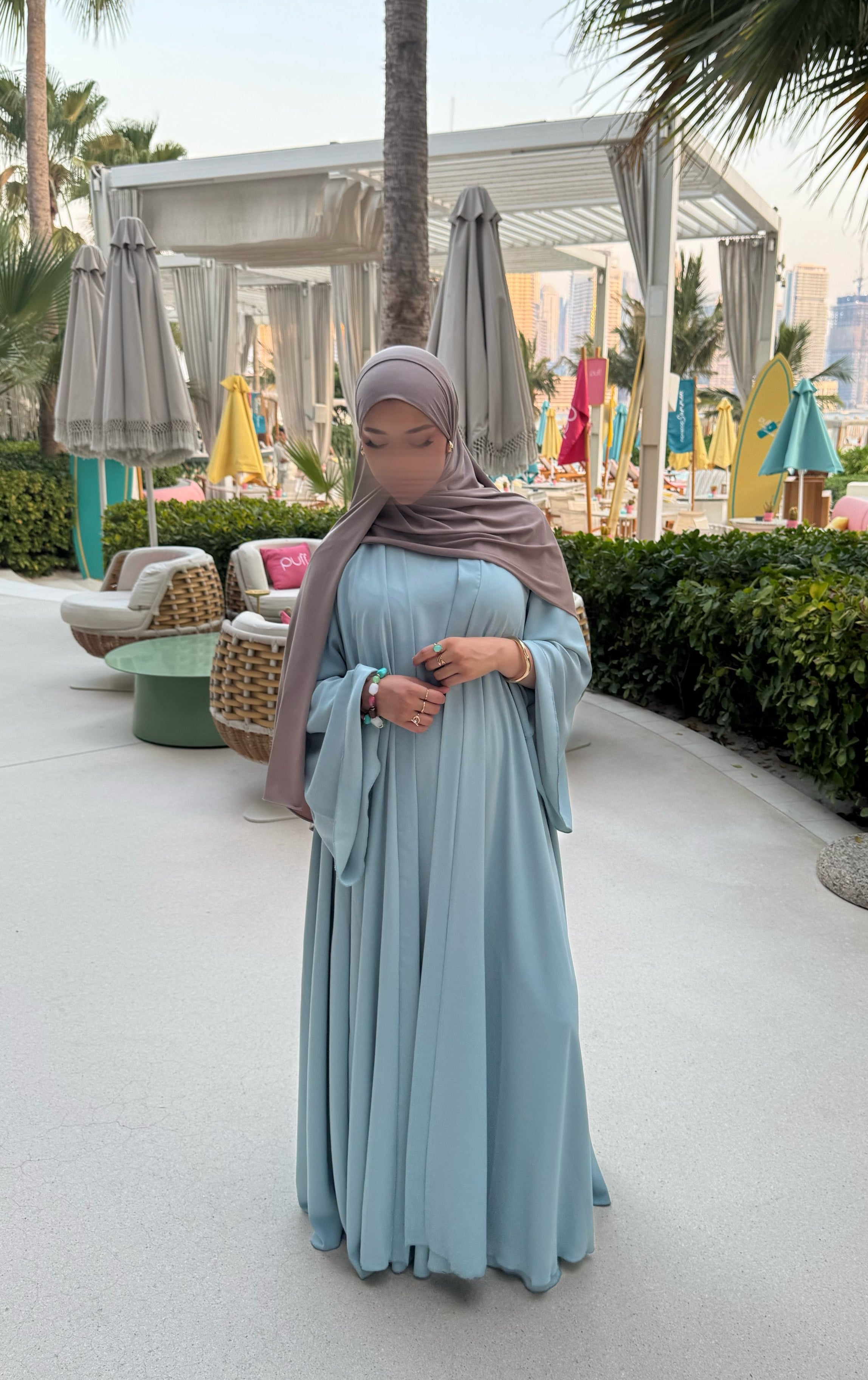 Abaya Nihel 4 pièces - baby blue -
