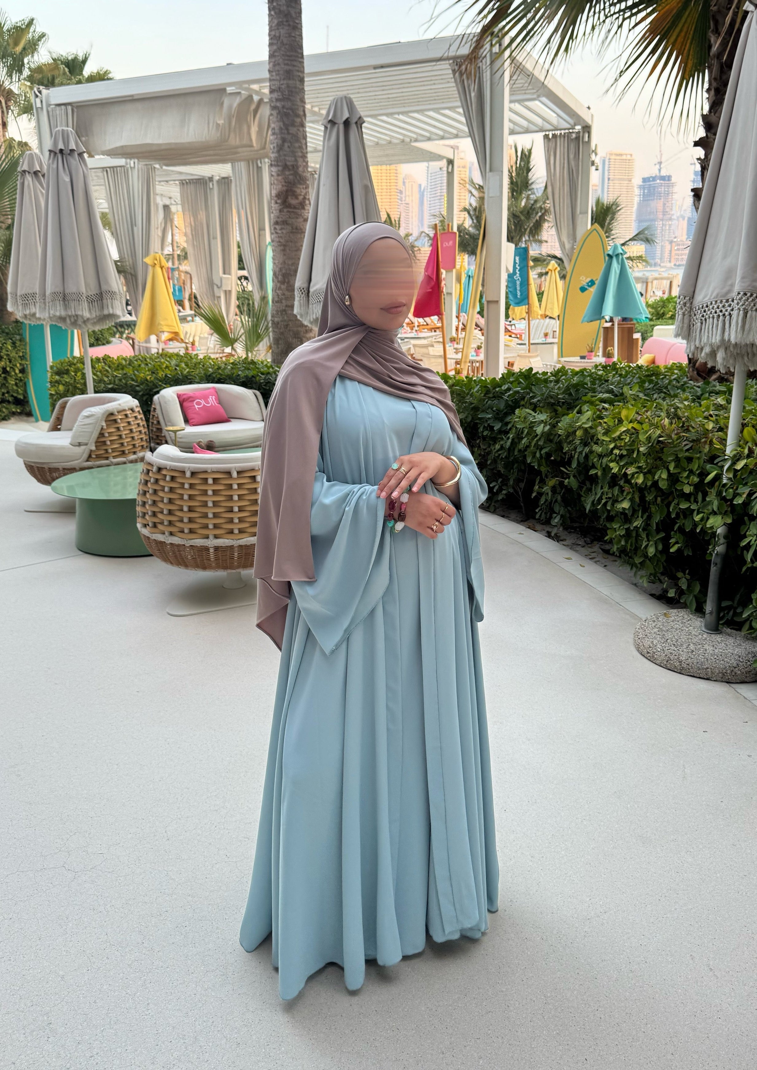 Abaya Nihel 4 pièces - baby blue -