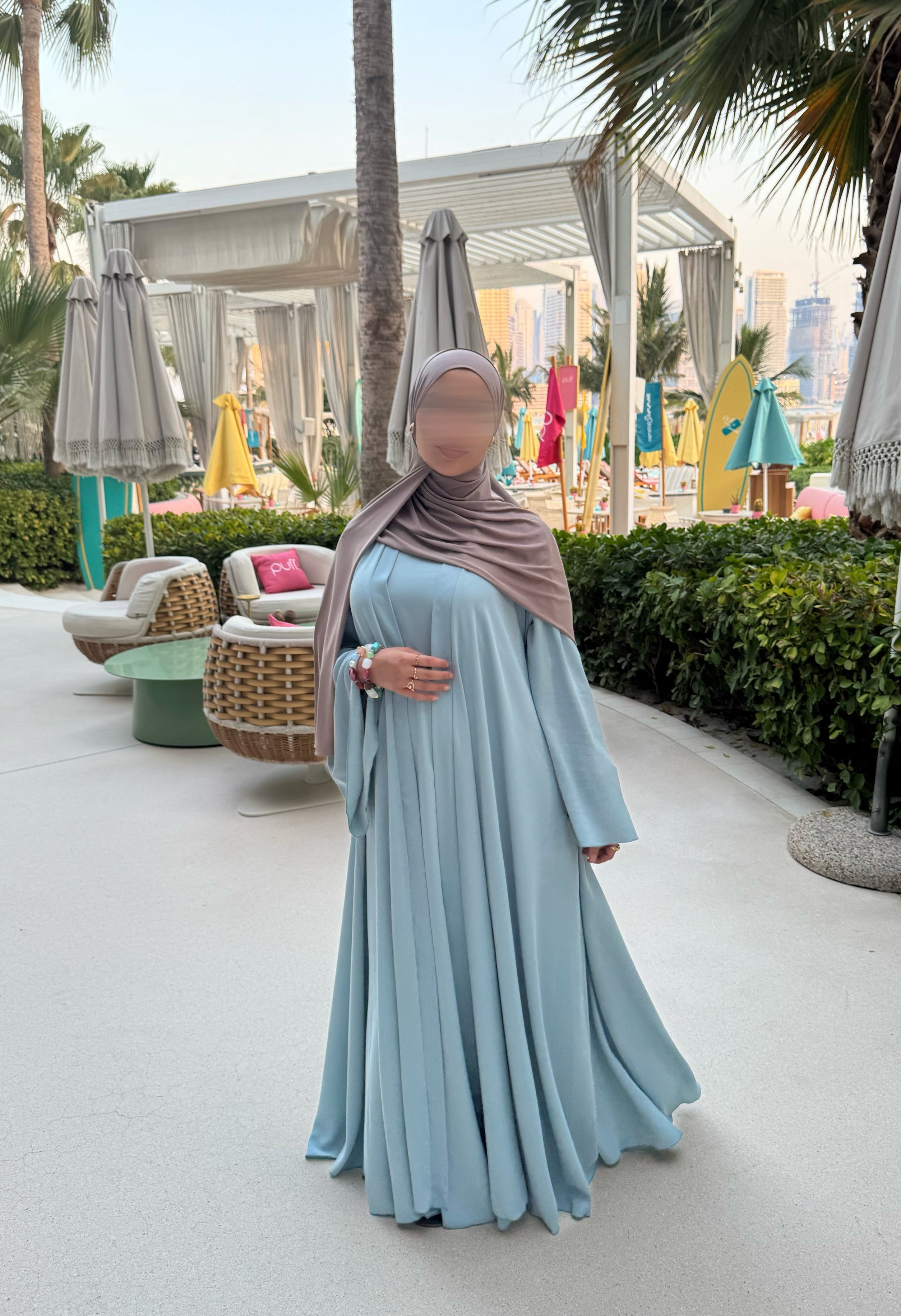 Abaya Nihel 4 pièces - baby blue - [PRÉCOMMANDE]