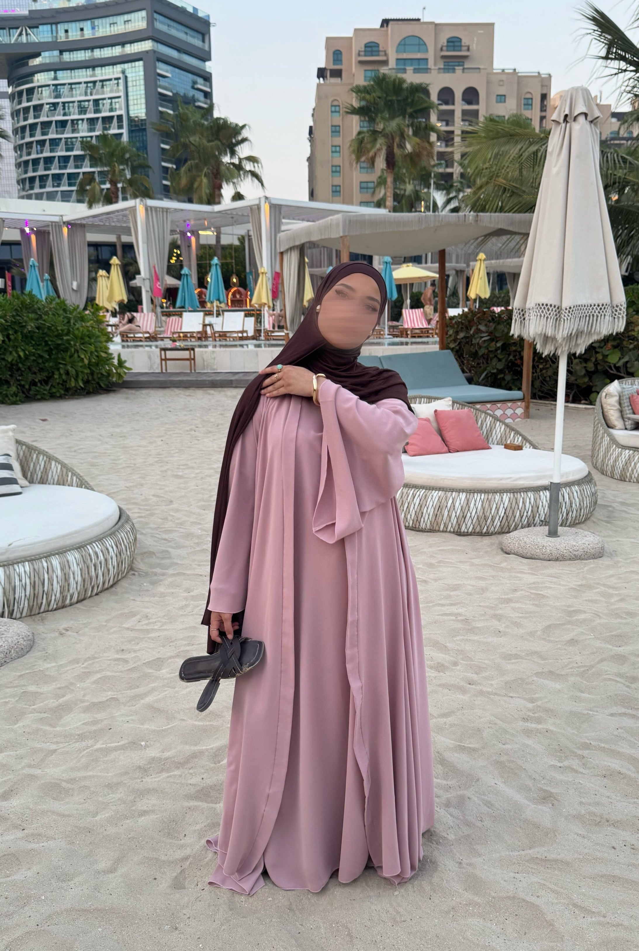 Abaya Nihel 4 pièces - baby pink -