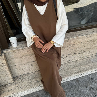 Robe comfy sans manches - marron -