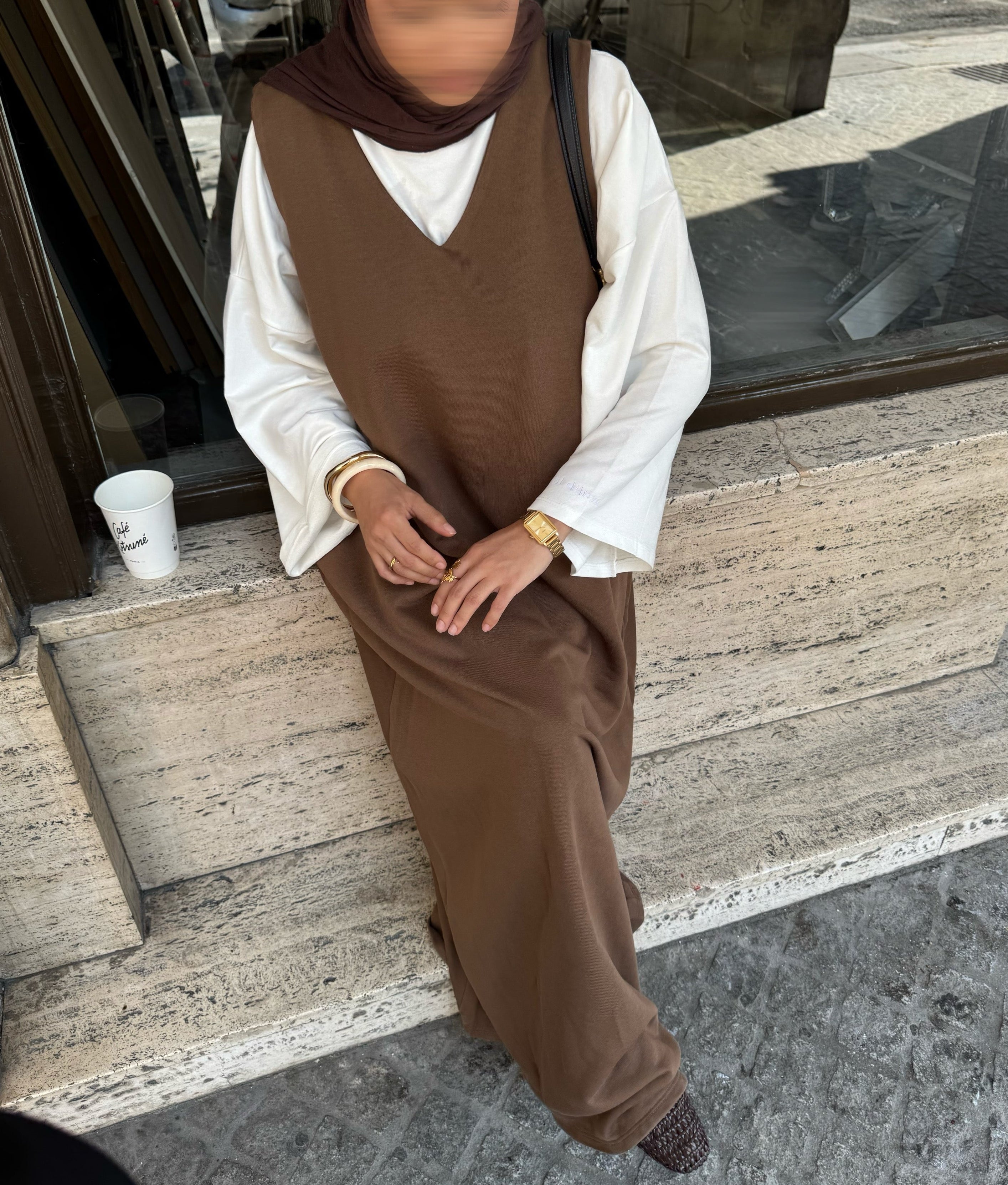 Robe comfy sans manches - marron -