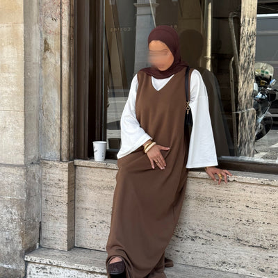 Robe comfy sans manches - marron -