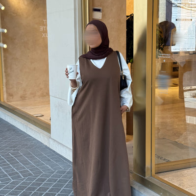 Robe comfy sans manches - marron -