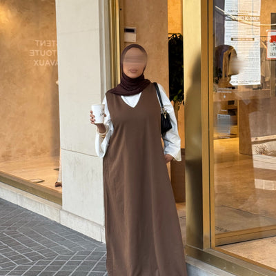 Robe comfy sans manches - marron -