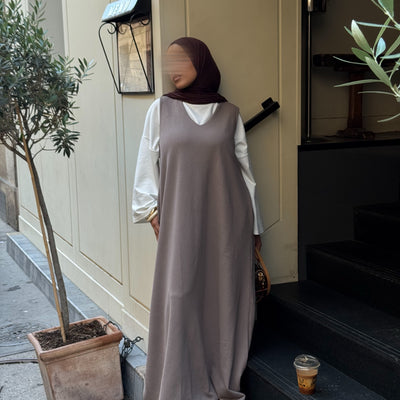 Robe comfy sans manches - taupe -