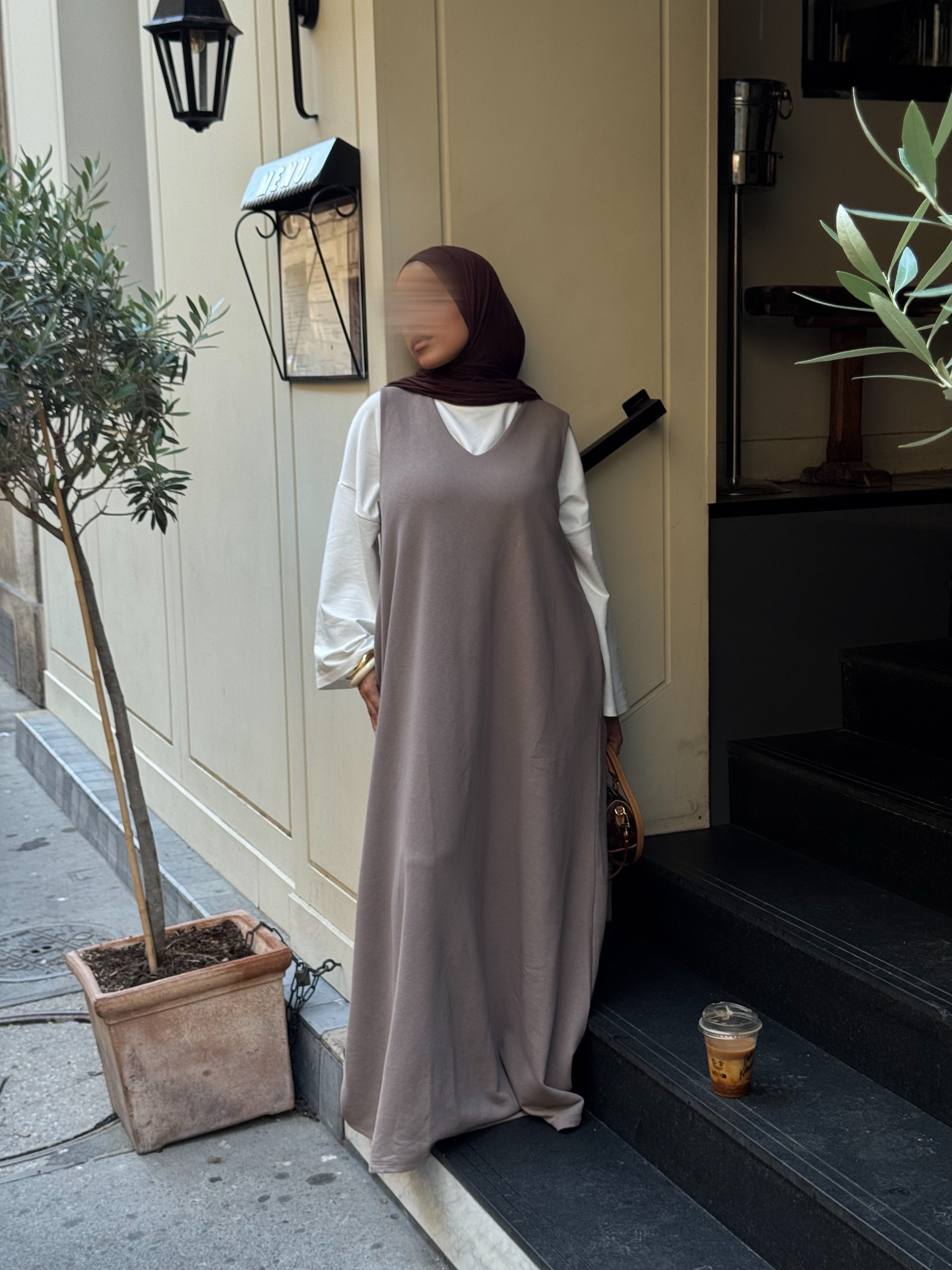 Robe comfy sans manches - taupe -