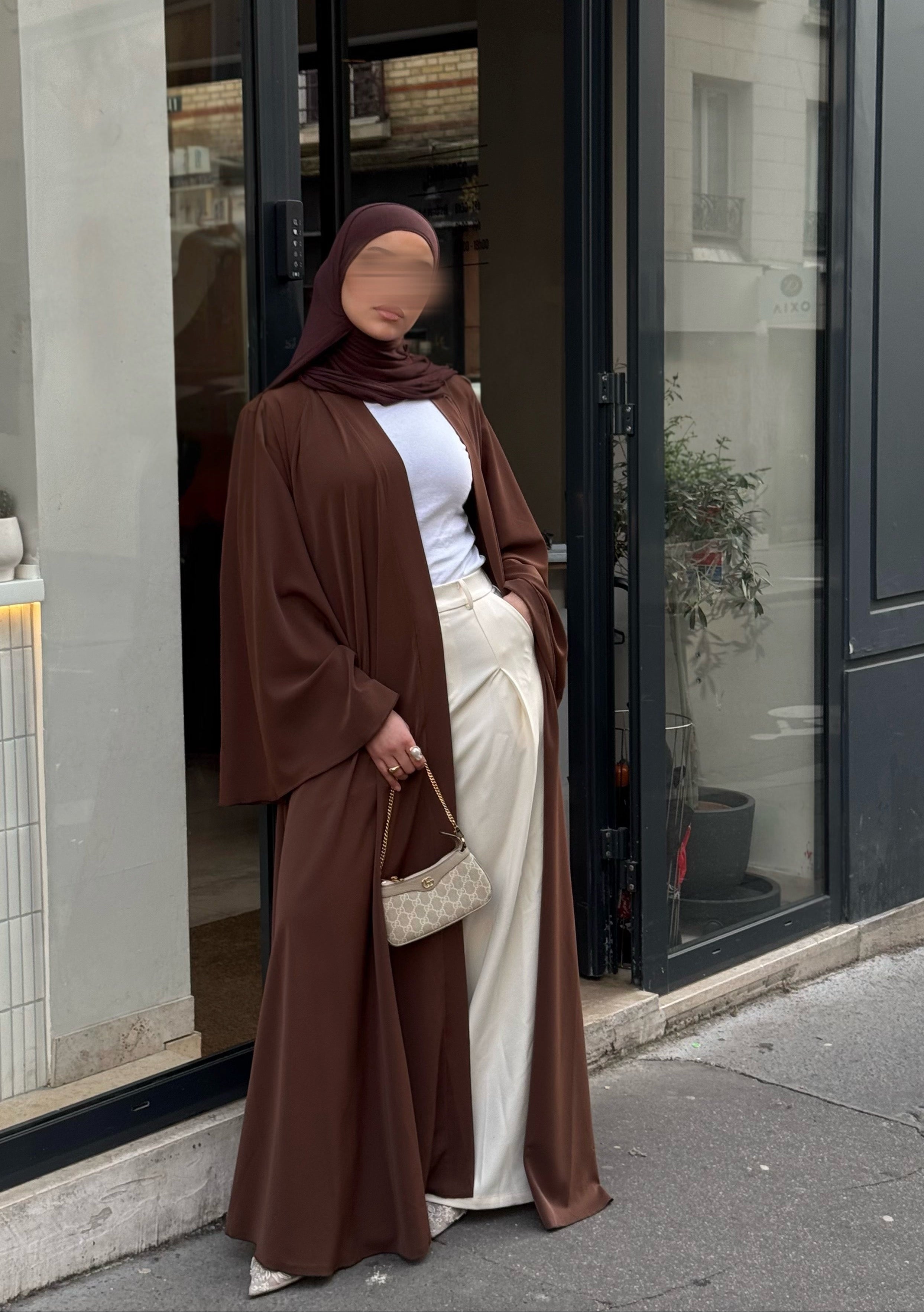Abaya Nihel 4 pièces - marron - [précommande]