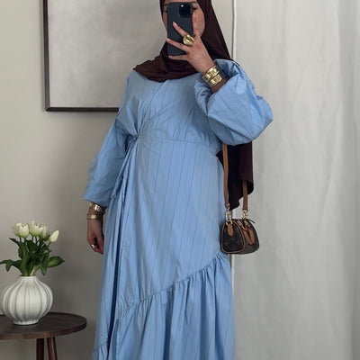 Robe cache-coeur rayée - bleu -