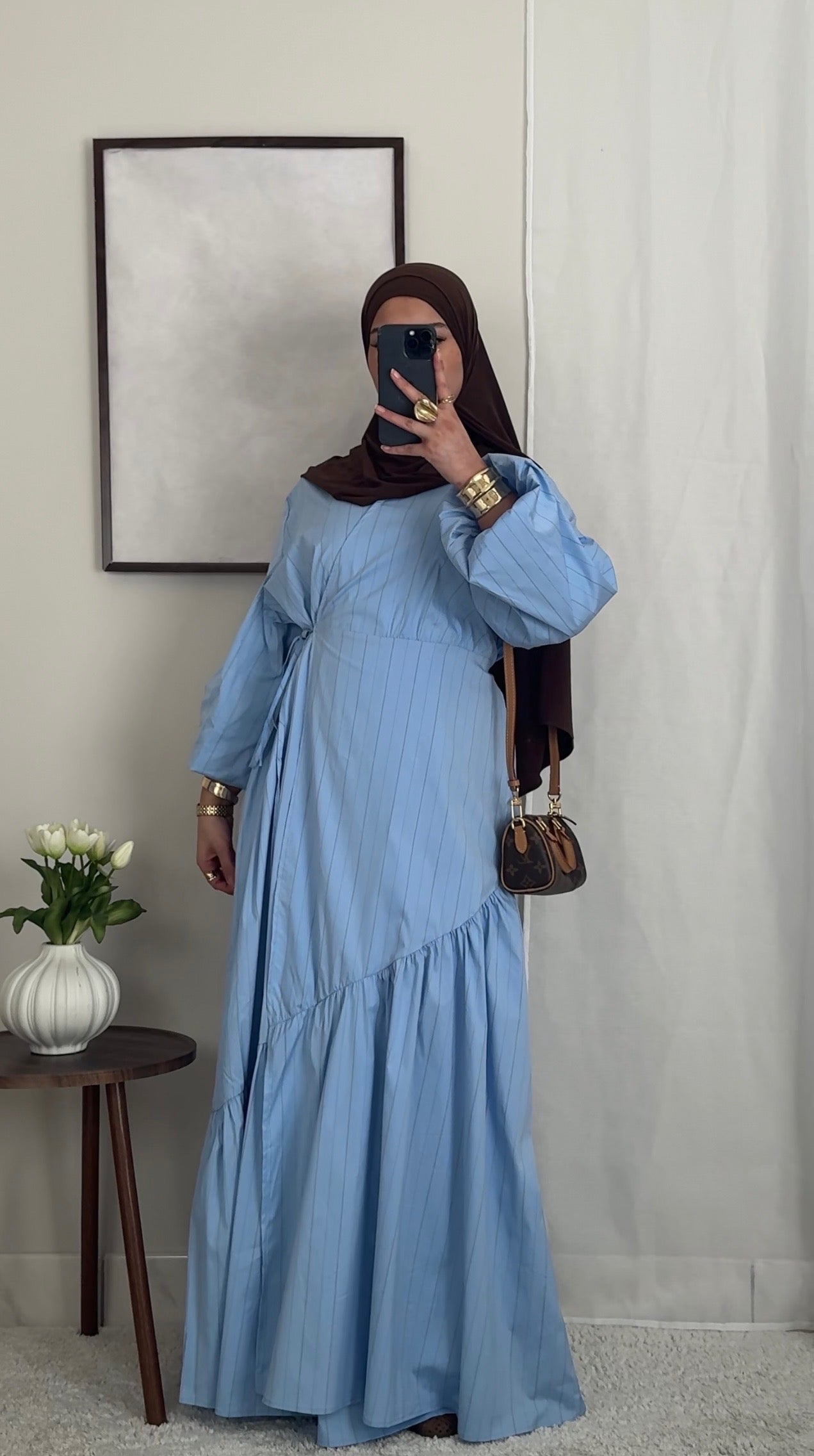 Robe cache-coeur rayée - bleu -