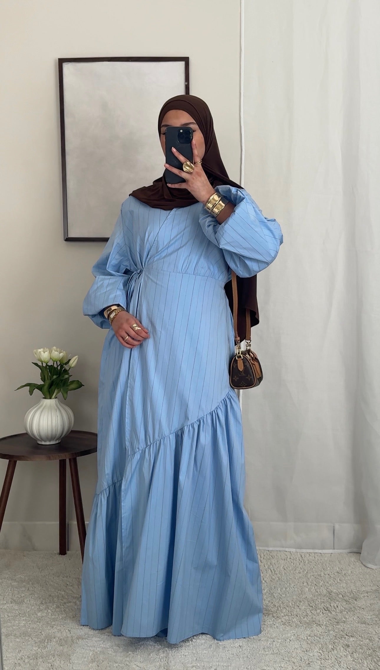 Robe cache-coeur rayée - bleu -