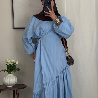 Robe cache-coeur rayée - bleu -