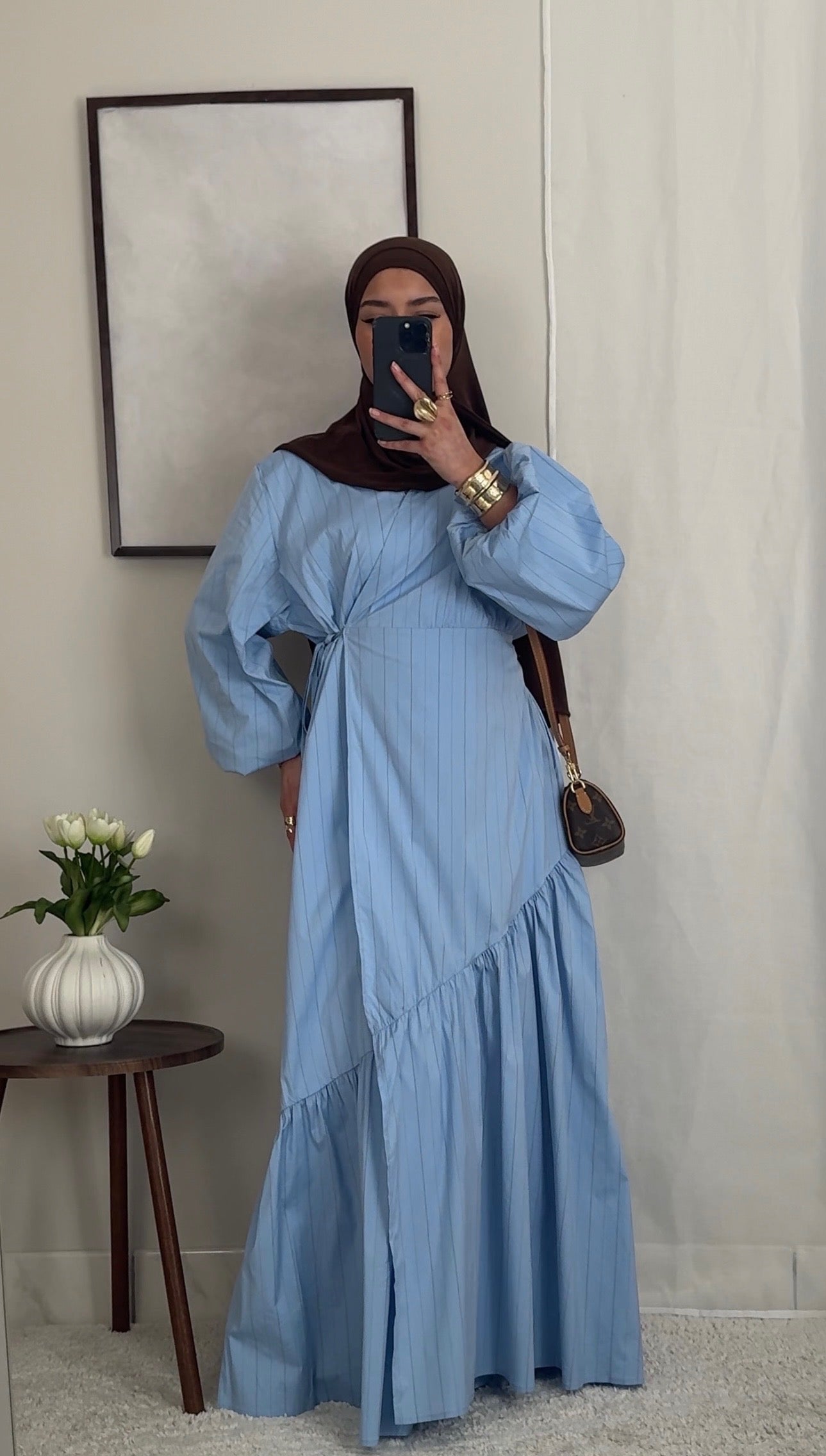 Robe cache-coeur rayée - bleu -