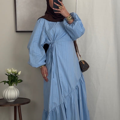 Robe cache-coeur rayée - bleu -