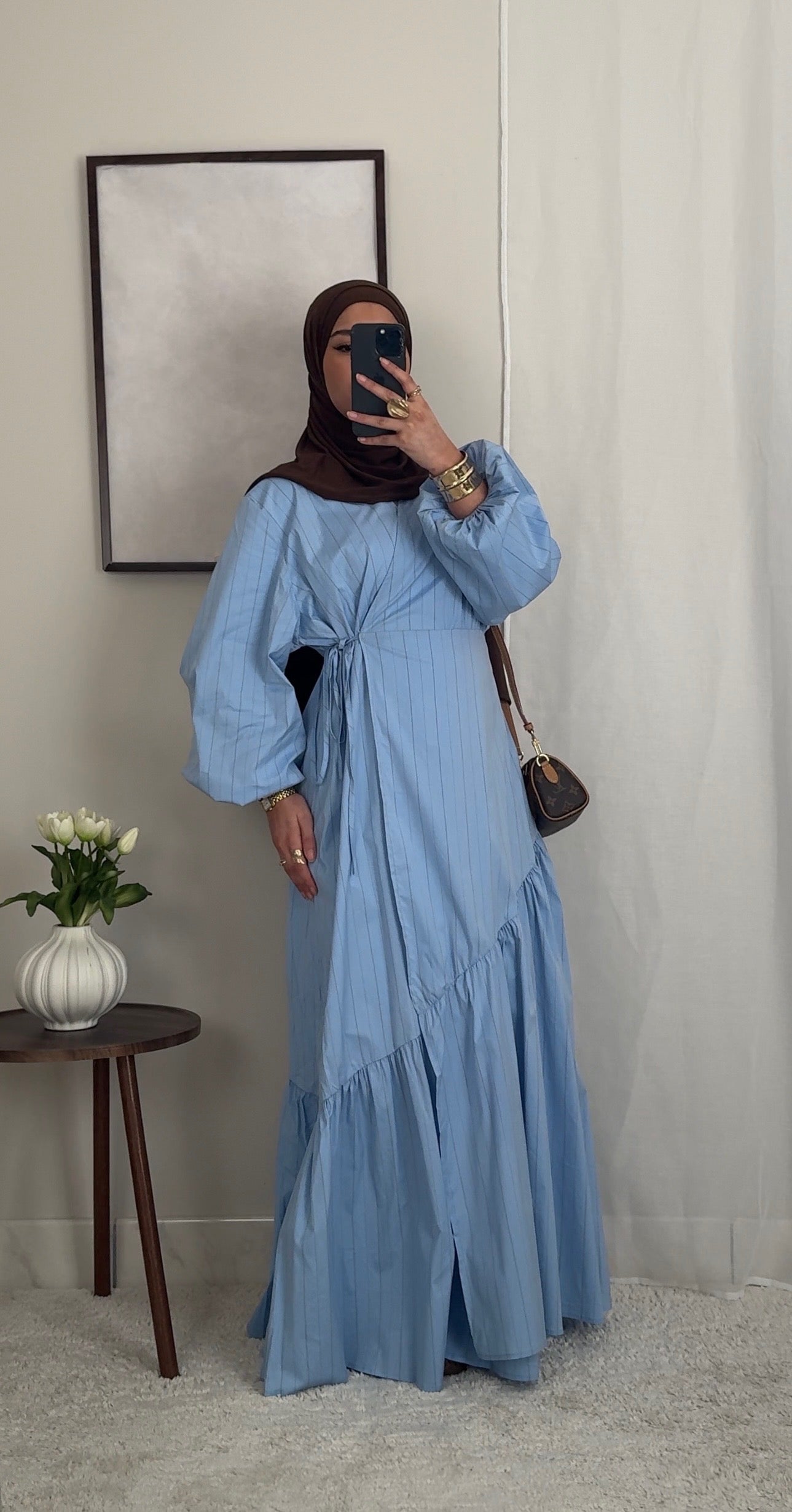Robe cache-coeur rayée - bleu -