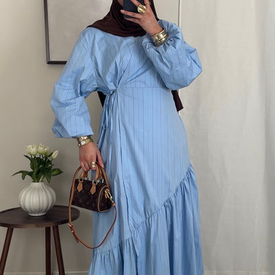 Robe cache-coeur rayée - bleu -