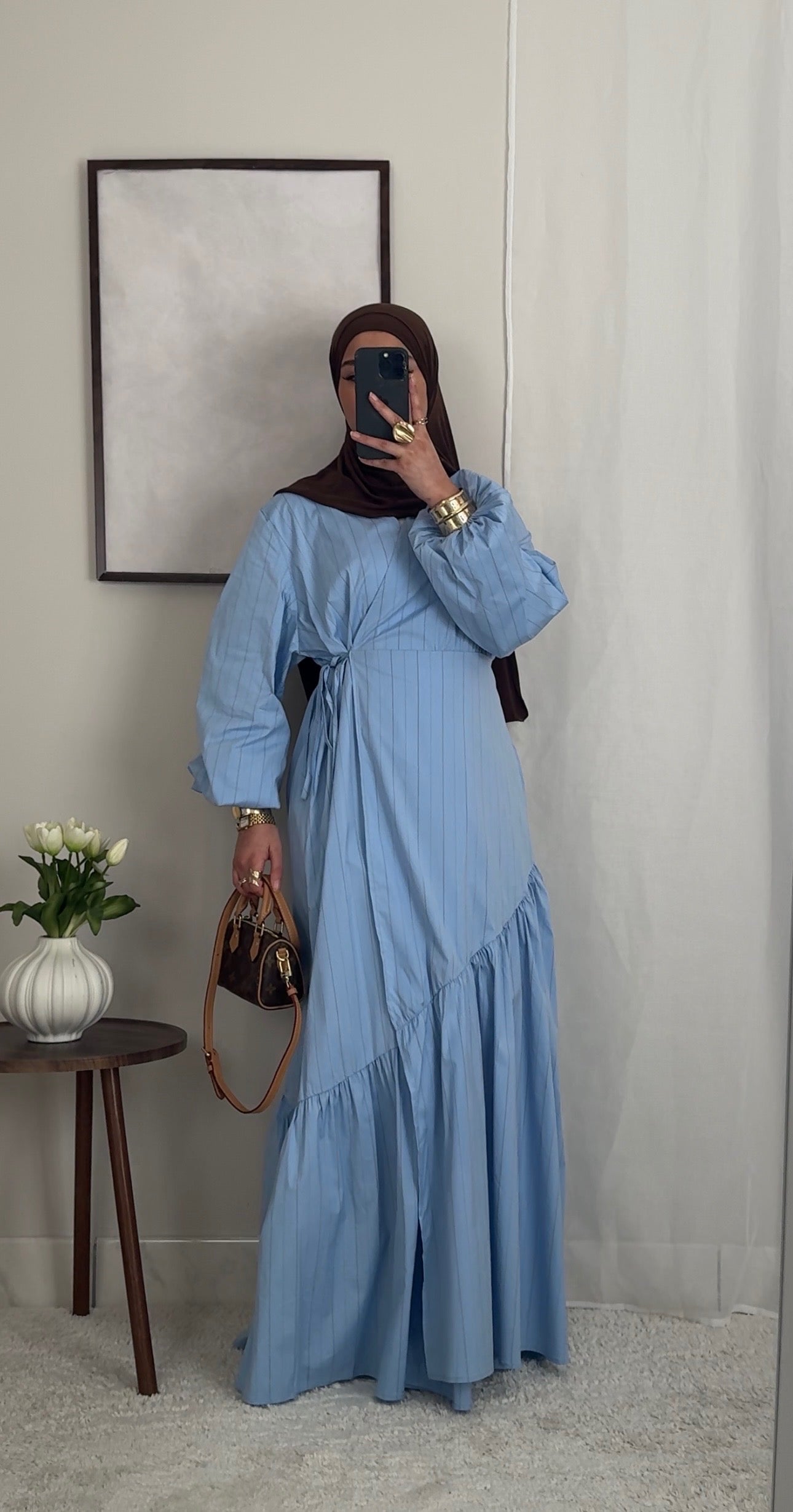 Robe cache-coeur rayée - bleu -