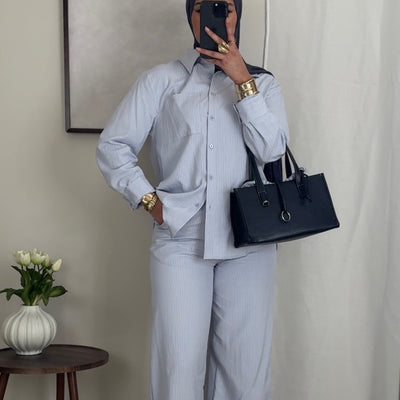 Ensemble chemise rayé bleu