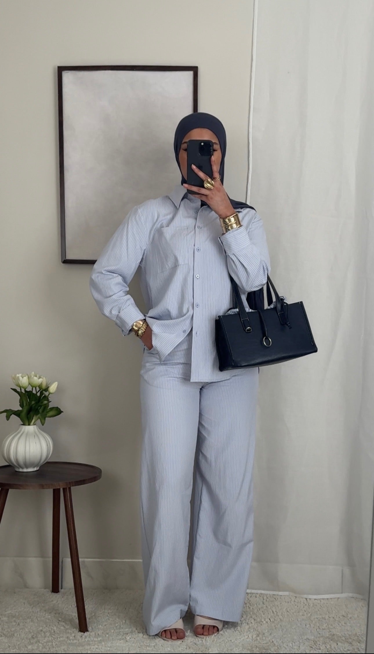 Ensemble chemise rayé bleu