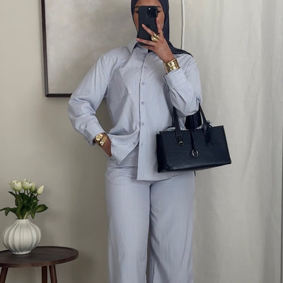 Ensemble chemise rayé bleu