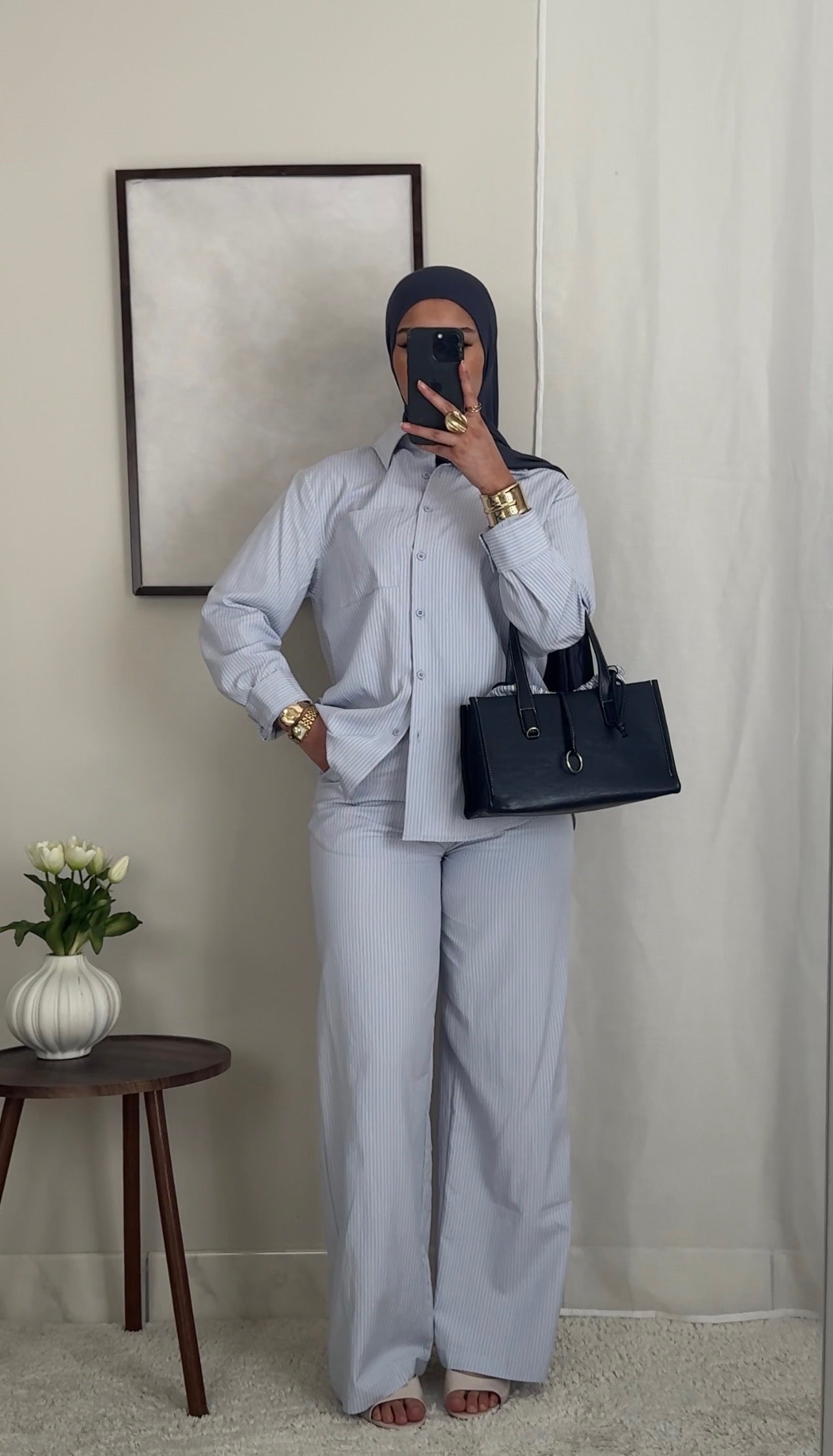 Ensemble chemise rayé bleu
