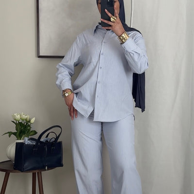 Ensemble chemise rayé bleu
