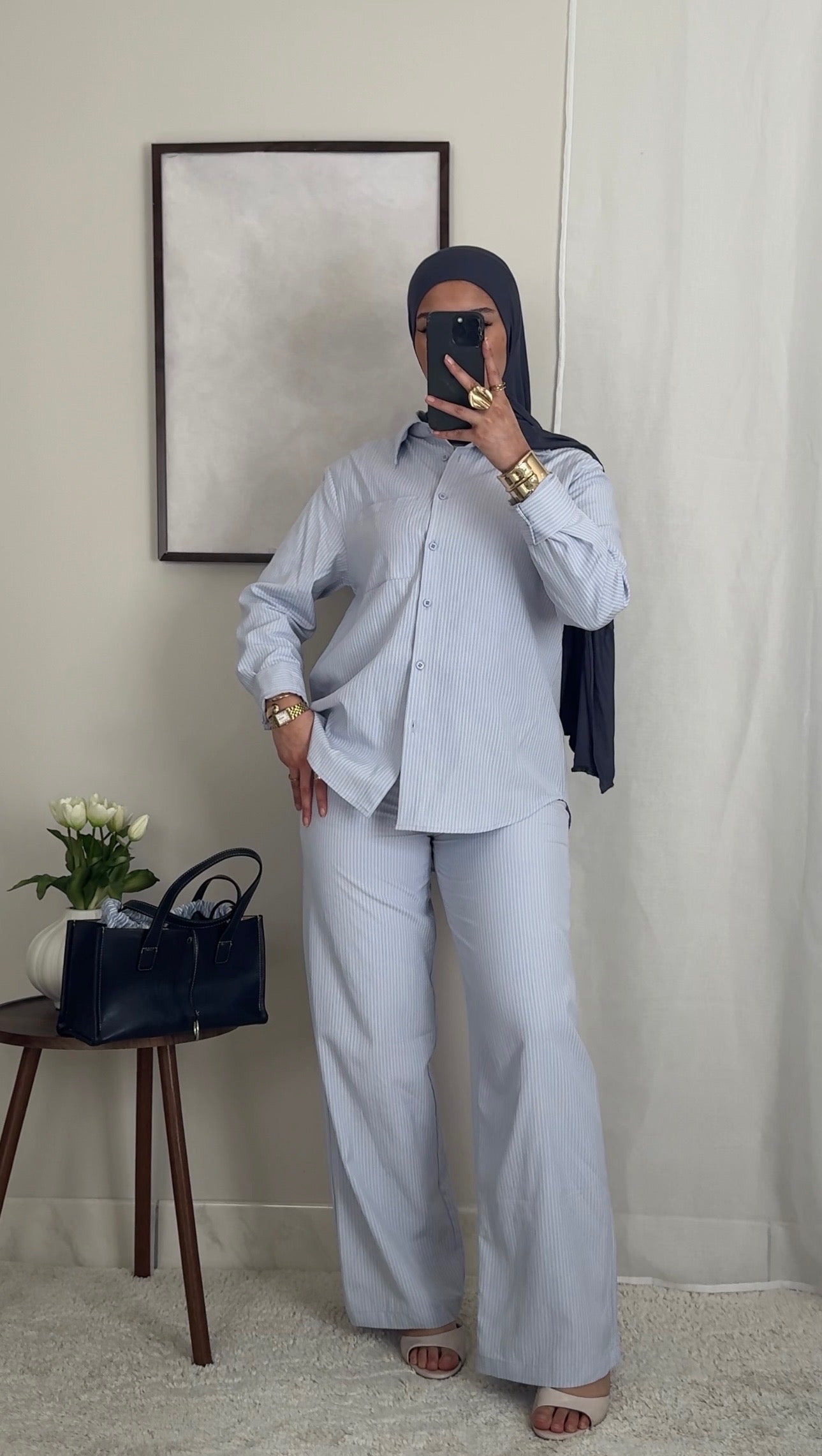 Ensemble chemise rayé bleu