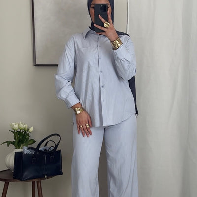 Ensemble chemise rayé bleu