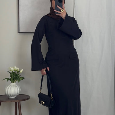 Robe longue structurée - noir -