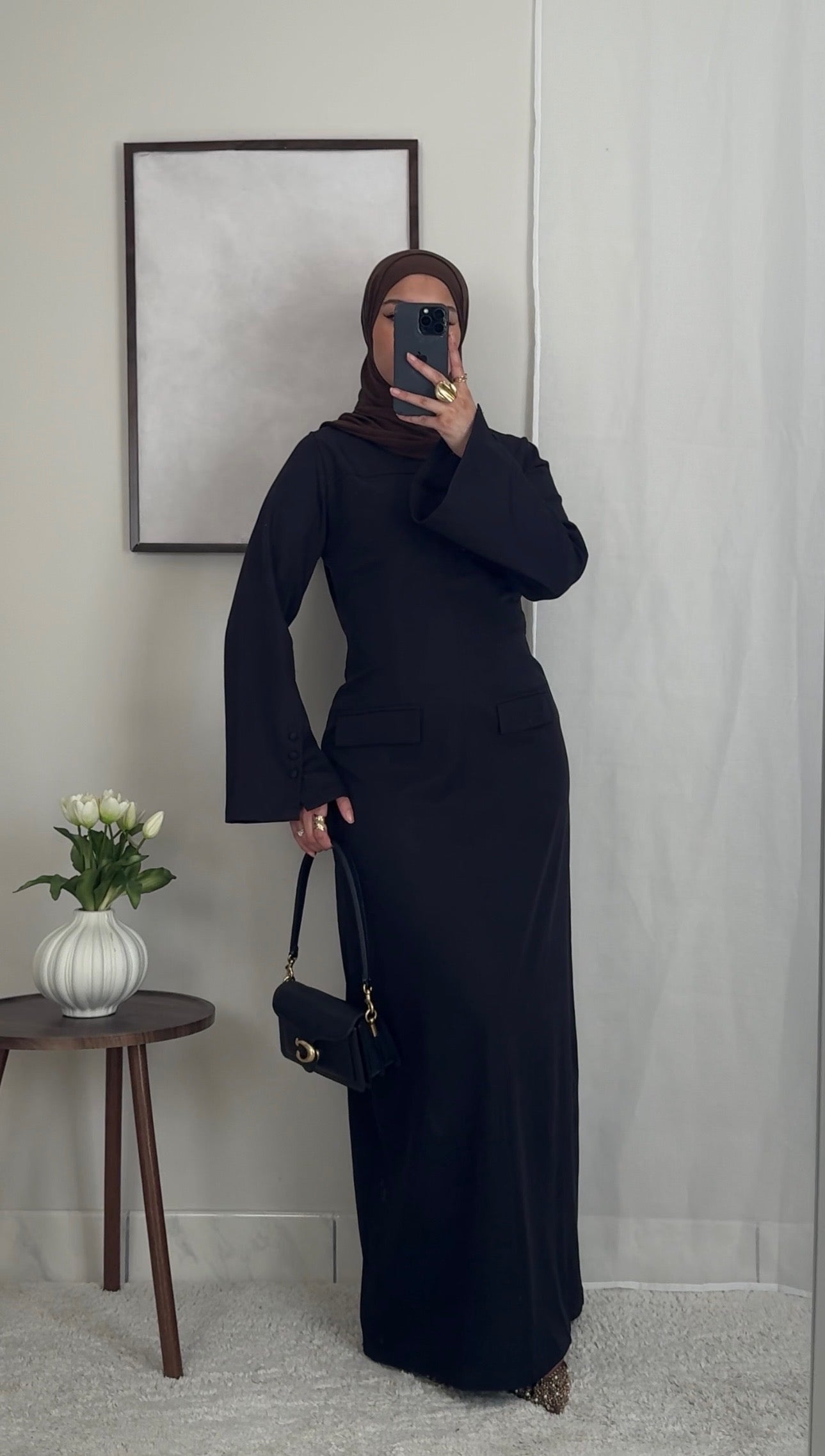 Robe longue structurée - noir -