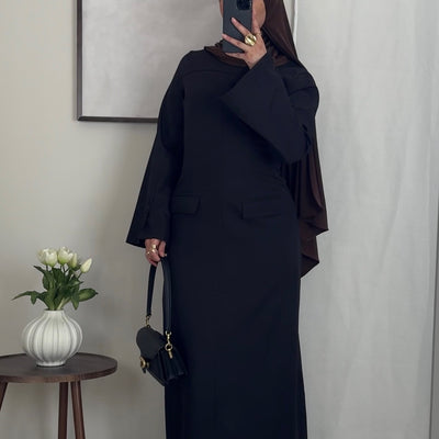 Robe longue structurée - noir -