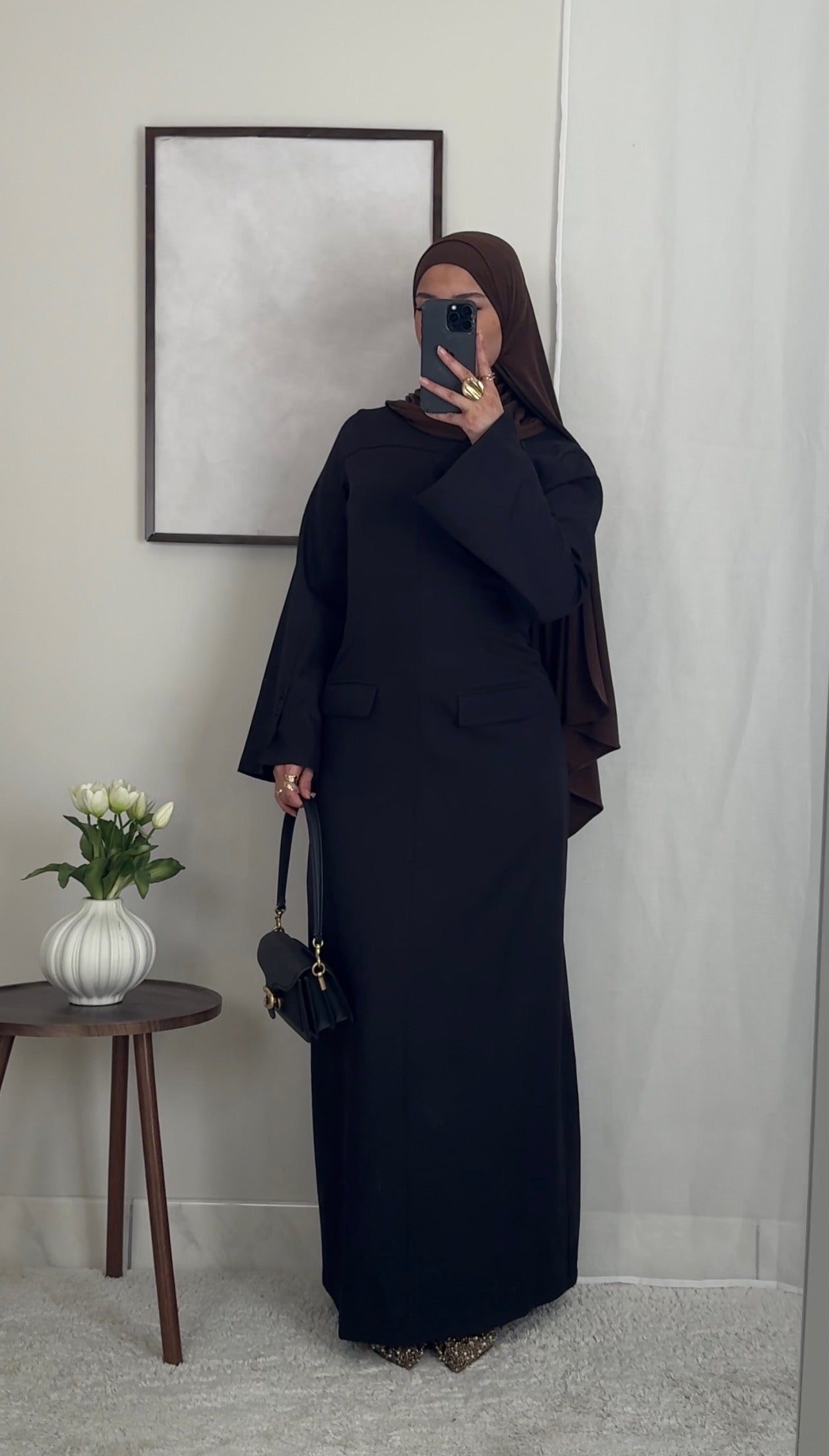 Robe longue structurée - noir -
