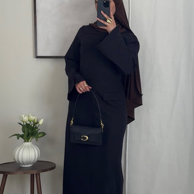 Robe longue structurée - noir -